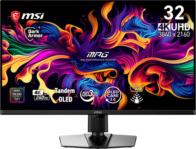 MSI MPG 322URDE QD-OLED Gaming-Monitor, Schwarz, 31,5 Zoll, 4K UHD, 240 Hz, 0,03 ms - Bild 1