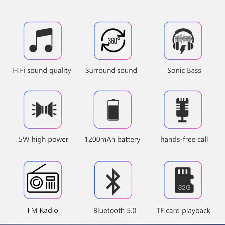 Tragbarer AyeBeau Bluetooth Lautsprecher mit FM Radio und Aux Anschluss, Outdoor Musik Sound Box mit Subwoofer und Bass, erhältlich in Blau oder Schwarz - Bild 6