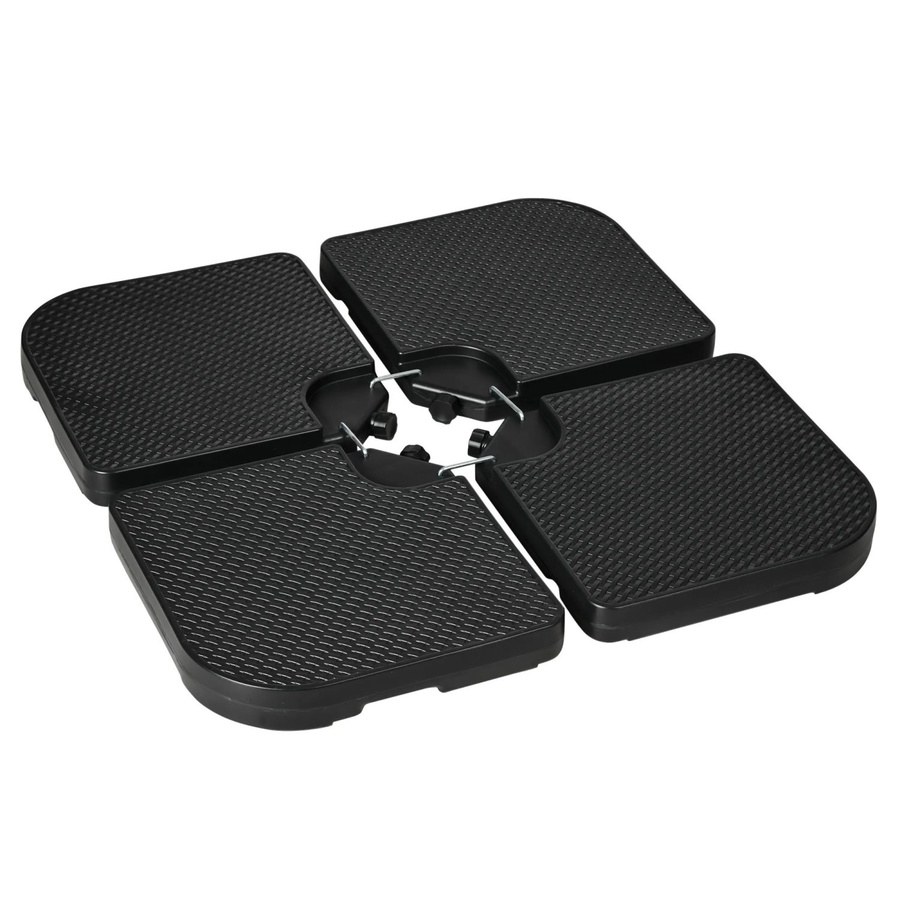 Outsunny 4-tlg. Sonnenschirmgewicht aus HDPE-Kunststoff in Schwarz für Ampelschirme und Sonnenschirmständer, B/T/H: 100 x 100 x 8 cm - Bild 2
