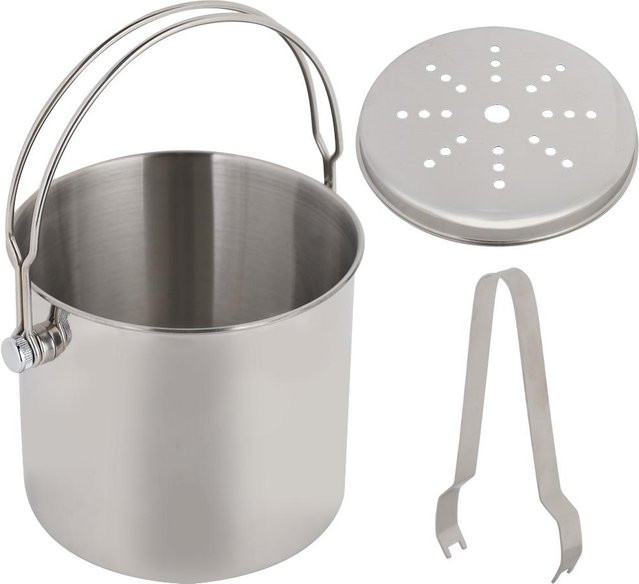 CosyHome Edelstahl Eisbehälter mit Zange, Silber, 2 l - Bild 1