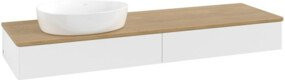 V&B Waschtischunterschrank Antao ohne Frontstruktur, Farbe Honig Eiche und Weiß lackiert, B: 160 cm, T: 50 cm - Bild 1