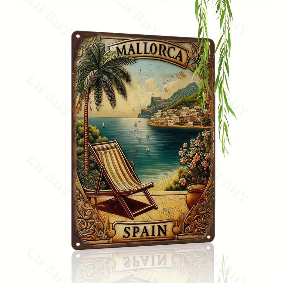 Mallorca Vintage Reiseplakat HELLOYOUNG Aluminiumschild Metall Wandkunst Mehrfarbig - Bild 2