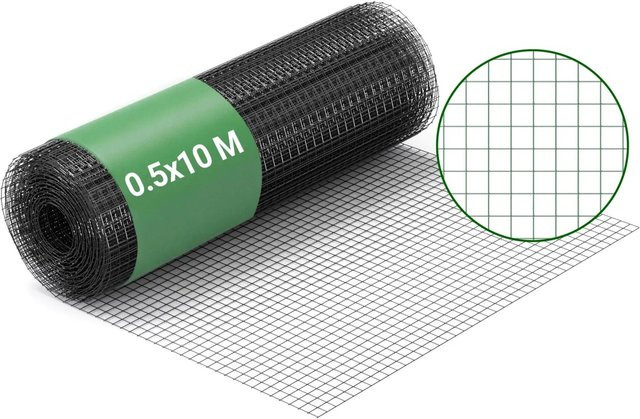 Wiltec Maschendrahtzaun aus Stahl in Schwarz, Höhe: 50 cm, Länge: 10 m, Maschenweite: 12 x 12 mm, Drahtstärke: 0,9 mm, PVC-beschichtet - Bild 1