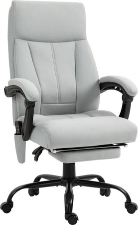 Vinsetto Massage Bürostuhl Hellgrau mit Liegefunktion, ergonomischer Chefsessel mit Fußstütze und Kopfstütze, höhenverstellbar und drehbar für Büro & Homeoffice