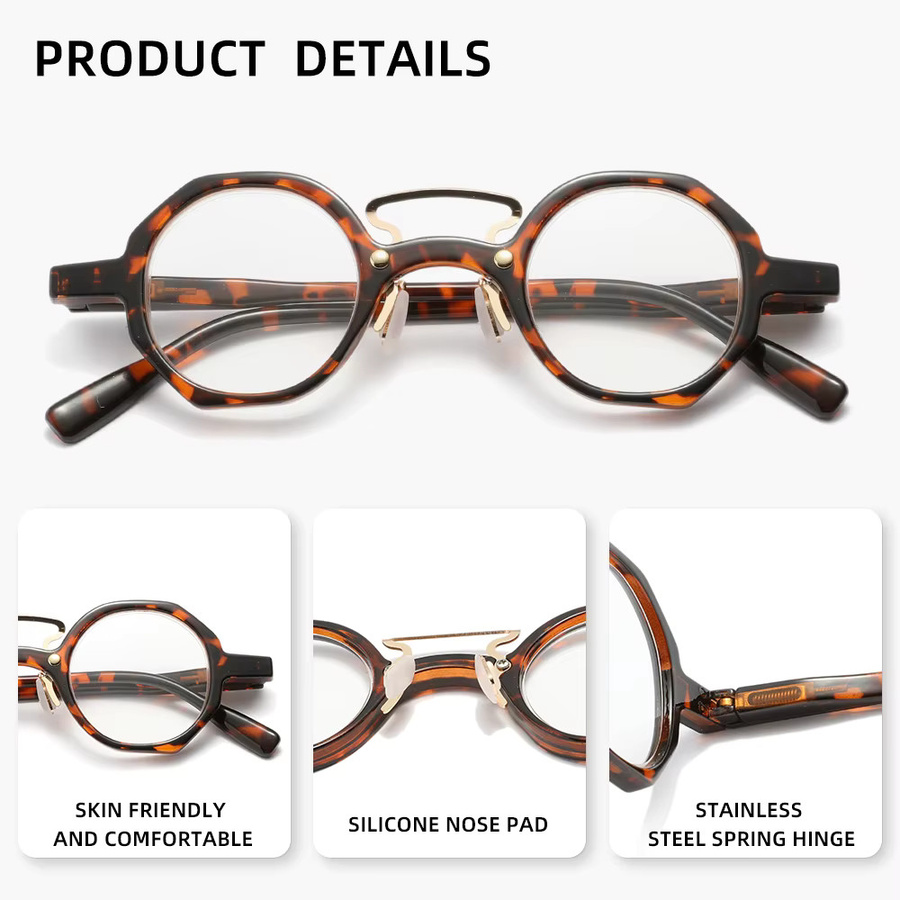 FORQUEEN Lesebrille, Rund, Vollrand, Braun, Unisex - Bild 2