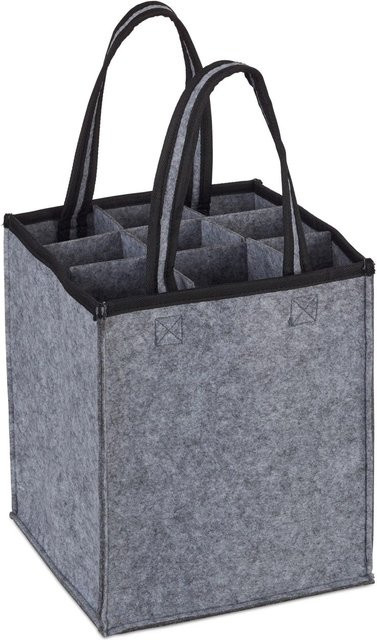 Relaxdays Flaschentasche aus Filz in Anthrazit für 9 Flaschen, B/T/H: 45 x 24 x 24 cm - Bild 1