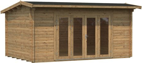 Palmako Ines Blockbohlenhaus aus Fichtenholz in Hellbraun mit Satteldach und Boden, B/H/T: 480 x 249 x 300 cm - Bild 3