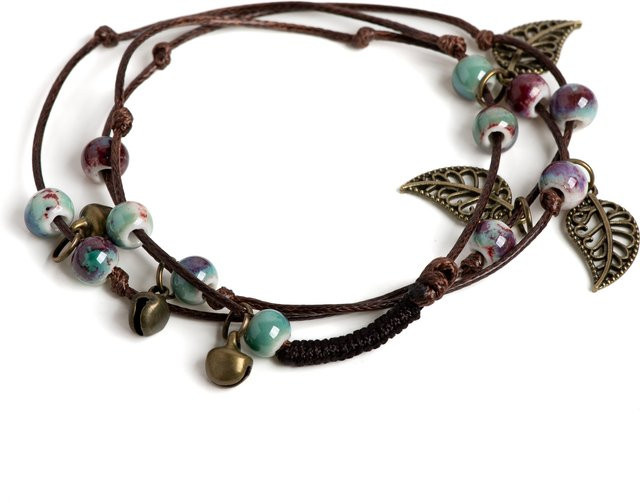 Midofare Armband, Keramik-Perlen, betrunkene Rose und Saphirblau, Damen - Bild 1