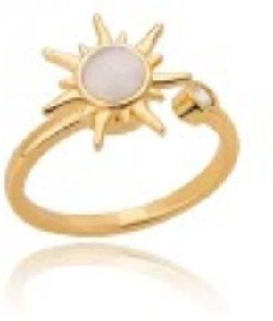 Ring für Damen Edelstahl, Sonne Anhänger, Gold - Bild 1