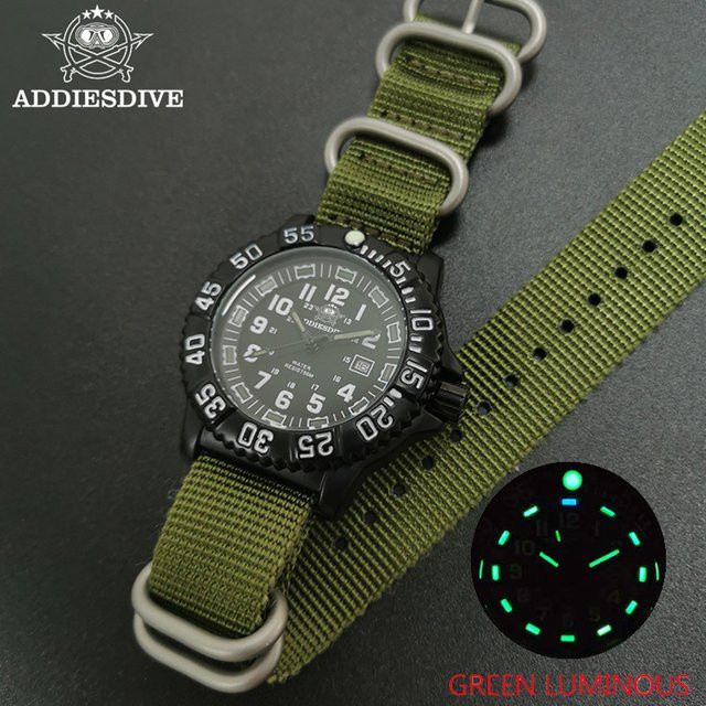 ADDIESDIVE Armbanduhr, Quarzuhr, Messing, Schwarz, Herren - Bild 1