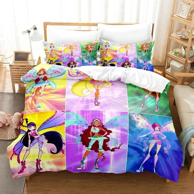 Winx Bettwäsche-Set mit 3D-Anime-Print für Erwachsene und Mädchen, Mikrofaser, Mehrfarbig, B/H: 240 x 210 cm - Bild 1