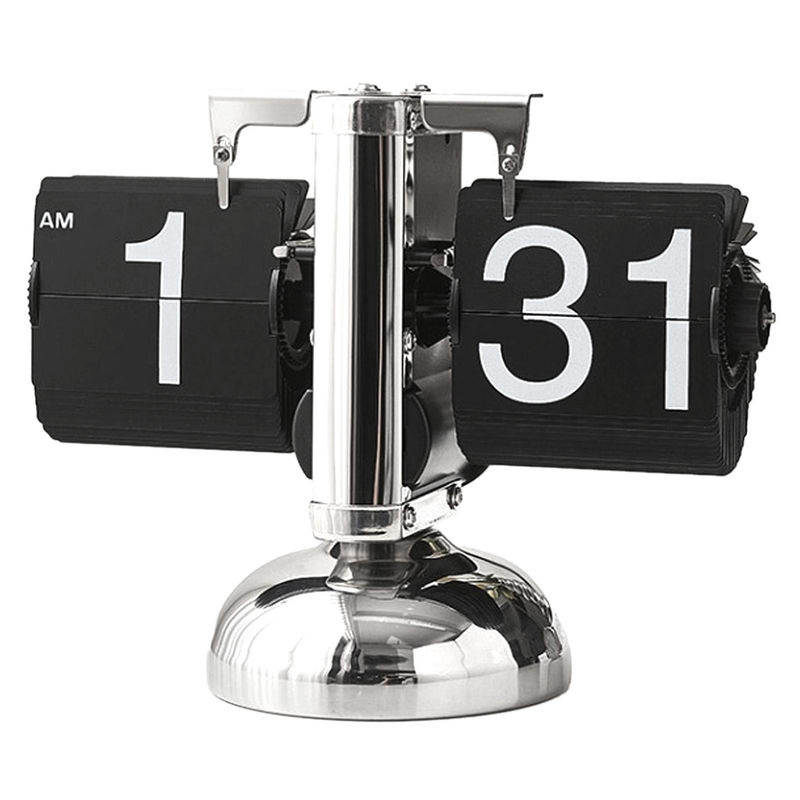 Tooarts Digitale Flip-Uhr im Retro-Minimalismus, mechanische Schreibtischuhr aus Metall, Schwarz - Bild 4