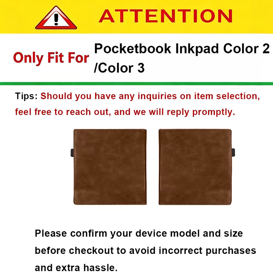 Afesar Lederschutzhülle für Pocketbook InkPad Color 2/3 (7,8 Zoll), Standhülle mit Handschlaufe, Braun - Bild 2