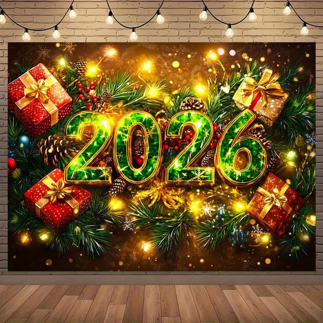 VIKAMA Wandteppich mit Tannenzweigen und Beeren als Weihnachts- und Neujahrsdekoration für dein Wohnzimmer - Bild 1