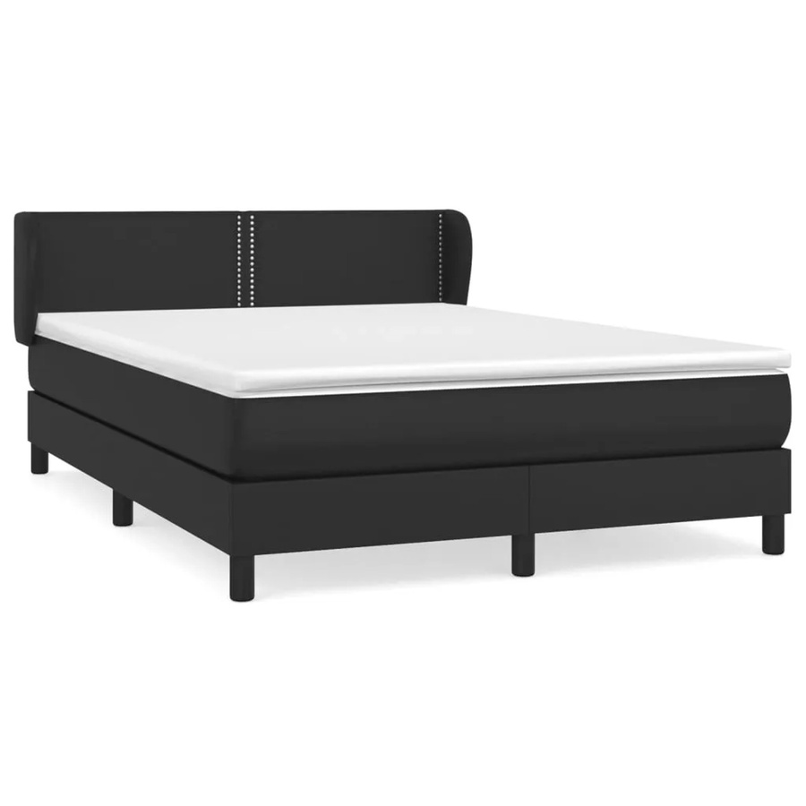 vidaXL Boxspringbett mit Matratze in Schwarz aus Kunstleder mit Taschenfederkern und Hybrid-System, B/T/H: 140 x 200 x 47 cm - Bild 2