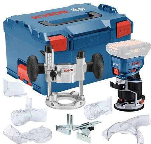 Bosch Professional Akku-Kantenfräse GKF 18V-8 solo mit Taucheinheit TE 600 in L-BOXX 238, Farbe Blau/Schwarz - Bild 1
