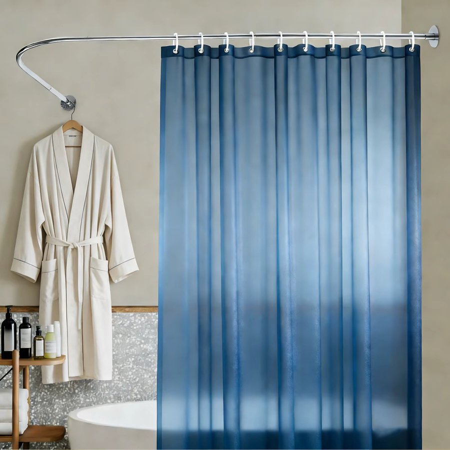 L-förmige Duschvorhangstange aus Edelstahl in Silber, ausziehbar für Badewanne und Dusche, Breite: 70-95 cm, Tiefe: 105-165 cm - Bild 3