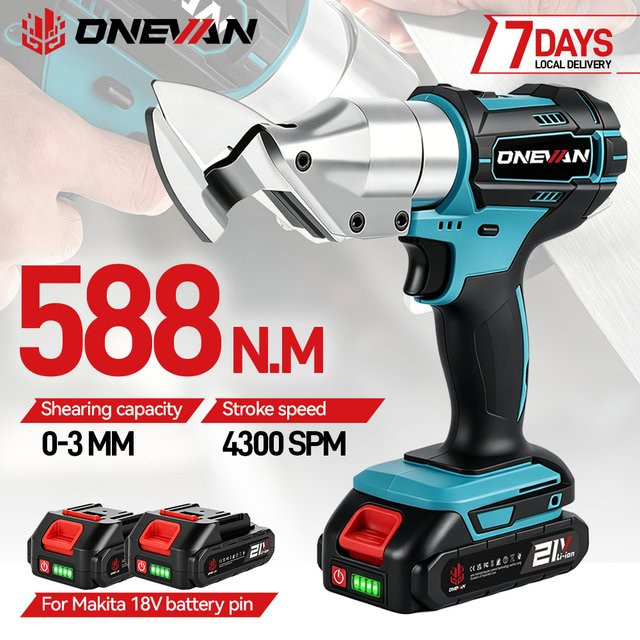 ONEVAN Elektrische Eisenschere 800W kabelloser Metallschneider und Rohrschneider für Makita 18V Akku aus Edelstahl - Bild 1