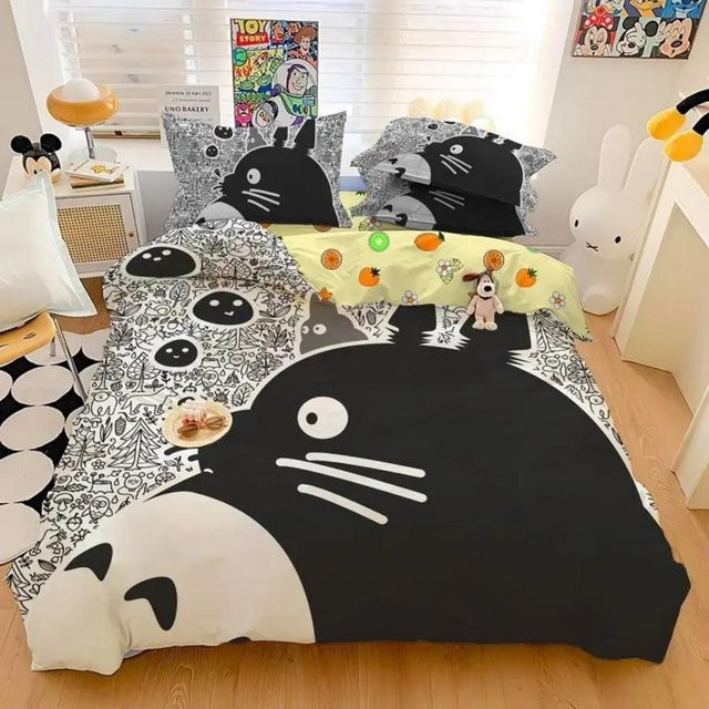 Yiran Home Anime Totoro Bettwäscheset aus Polyester, Mehrfarbig, B/H: 140 x 210 cm - Bild 1