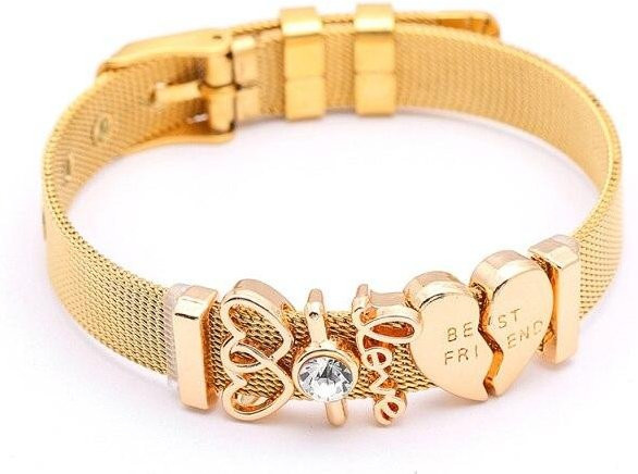YIRAN Jewelry Armband Edelstahl Mesh, Herz Charms, Beige, Unisex - Bild 1