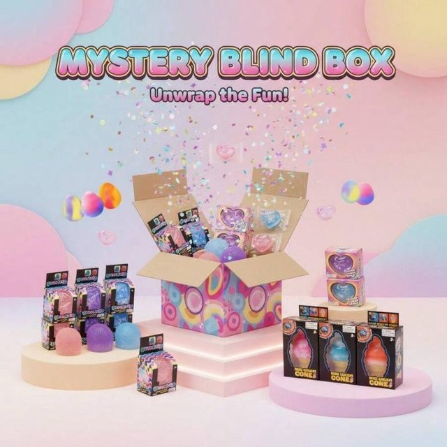Topmix Glitzer Squishy Blind Box, Zufälliges Glücksüberraschungs-Set, beige - Bild 1