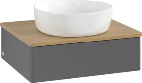 V&B Waschtischunterschrank Antao mit Beleuchtung, Eiche Honig und Anthrazit lackiert, B: 60 cm, H: 50 cm, T: 50 cm - Bild 1