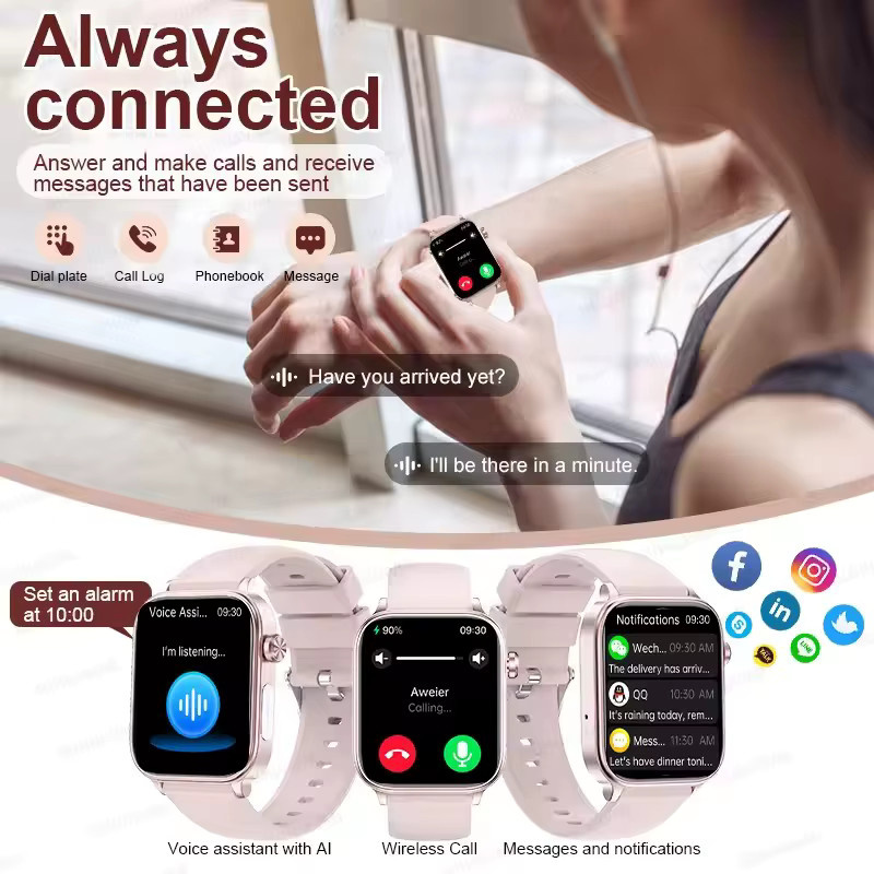 GUHUAVMI Smartwatch für Damen in Pink mit AI-Diagnosedetektor zur Messung von Blutfetten, Harnsäure, Körpersammensetzung und Menstruationsgesundheit - Bild 5