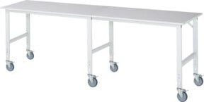 Rau Fahrbarer Arbeitstisch Tom in Grau und Weiß, höhenverstellbar, B/T/H: 300 x 80 x 91-123 cm - Bild 1