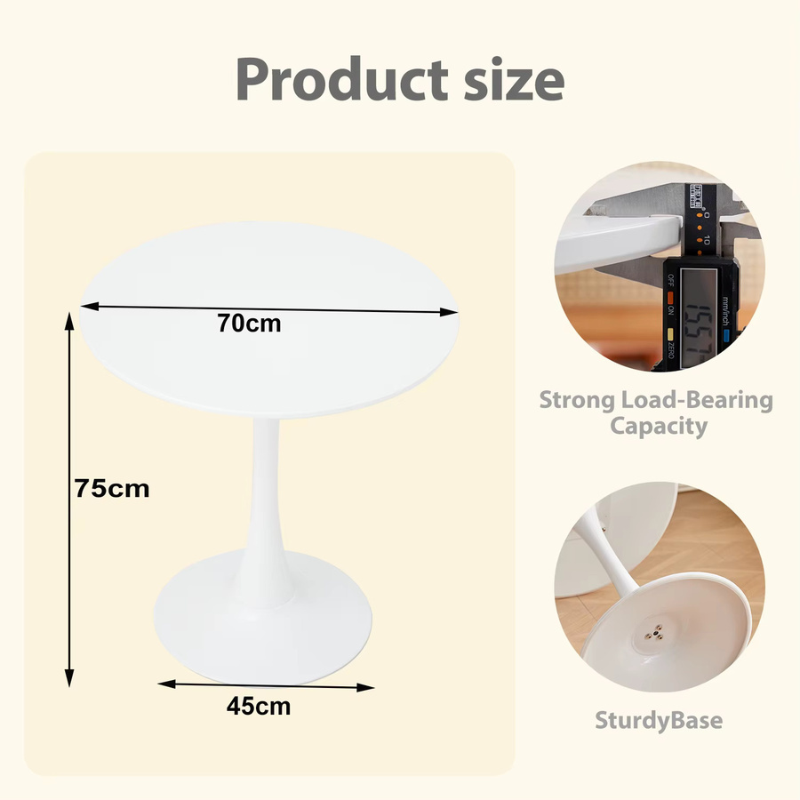 Runder Esstisch GrandCA HOME im skandinavischen Design, Weiß/Schwarz, Durchmesser: 70 cm - Bild 2