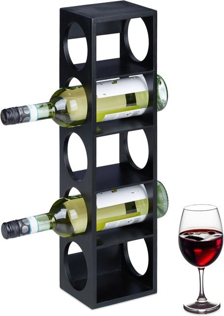 Relaxdays Weinregal aus Bambus in Schwarz für 5 Flaschen, B/T/H: 53 x 14 x 12 cm - Bild 1