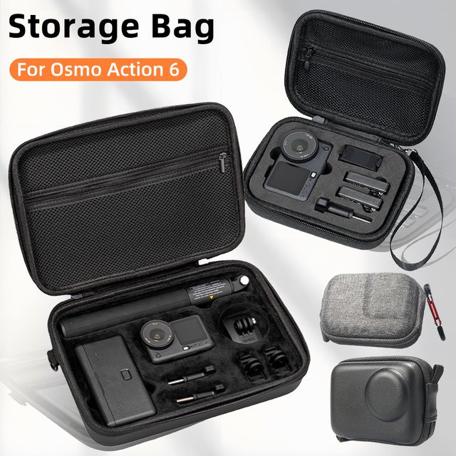 Stoßfeste DJI Osmo Action 6 Reiseaufbewahrungstasche aus hartem PU in Schwarz - Bild 1