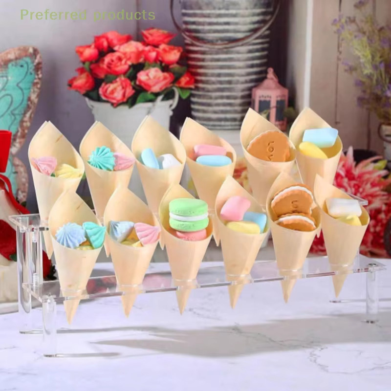 Trapezförmiger Acryl Eiswaffel Halter und Dessert Display-Ständer in Transparent - Bild 2