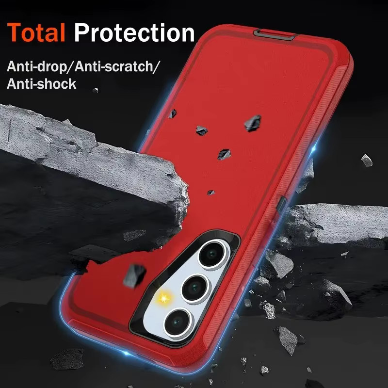 Militärisch robuste Stoßschutz-Hülle mit 2x HD-Displayschutzfolie für Samsung Galaxy S26 Ultra S25 S24 S23 FE S22 Plus OTT-BOX Cover in Petrol oder Rot - Bild 3