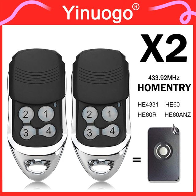 HomEntry Garagentor Fernbedienung Handsender HE4331 HE60R HE60ANZ HE60 Schwarz 433,92 MHz Rolling Code - Bild 1