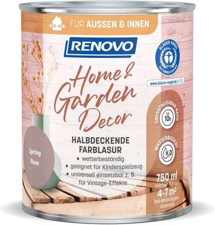 RENOVO Farblasur Home & Garden Decor seidenmatt in Spring Rose Rosa, 750 ml - Bild 1