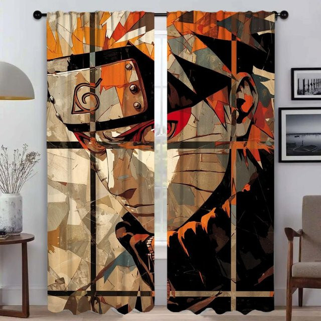 NarutoS Verdunkelungsvorhänge Set mit 2 Stück, Halloween Dekoration, Mehrfarbig, Breite: 60 cm, Höhe: 90 cm - Bild 1
