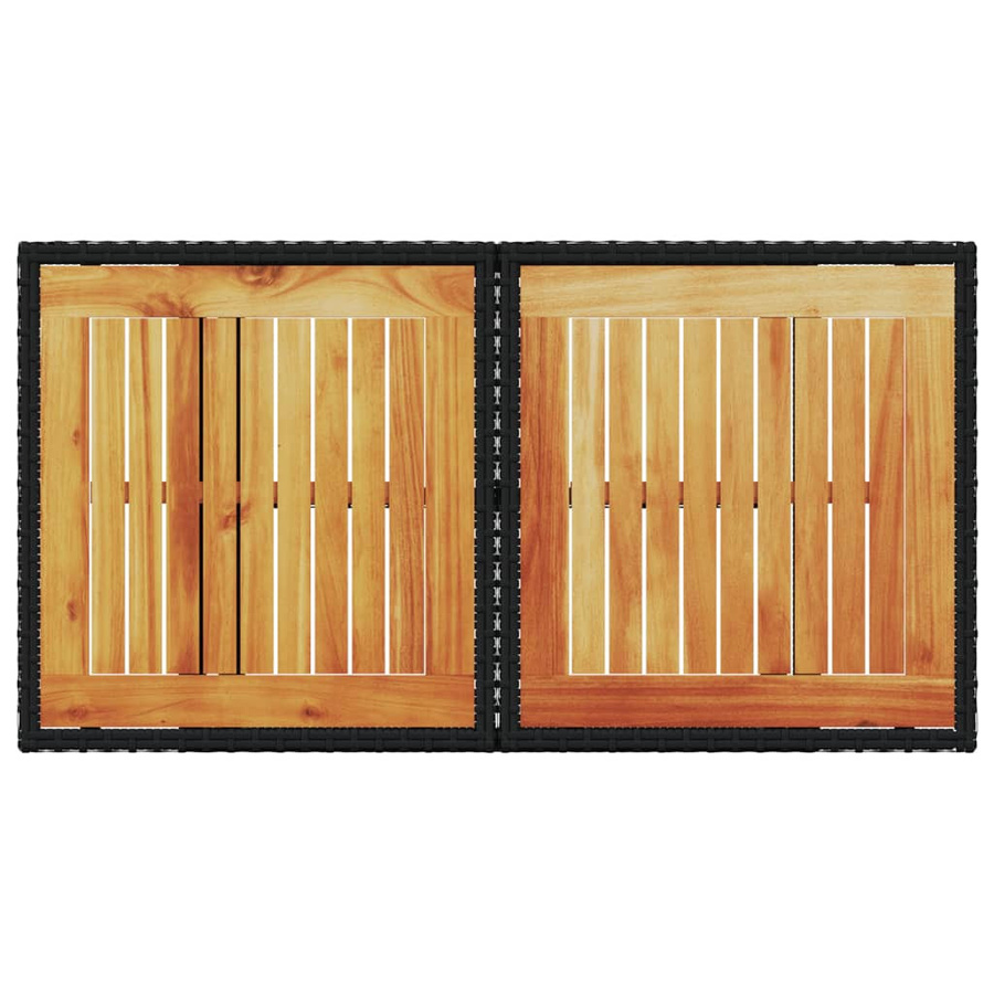 vidaXL Gartentisch aus Polyrattan und Akazienholz in Schwarz, B/T/H: 100 x 55 x 73 cm - Bild 6