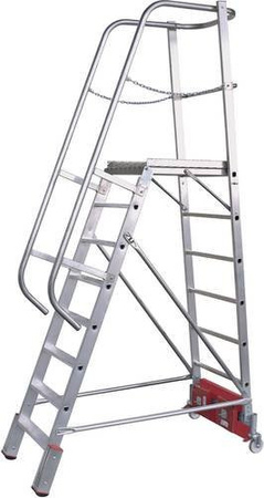 Krause Stabilo Podestleiter Vario kompakt aus Aluminium, 10 Stufen, Silber, B/T/H: 65 x 60 x 340 cm