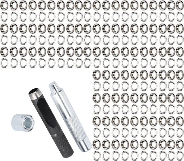 GoolRC Ösenwerkzeug-Set mit 100 Messing-Hohlösen und Aufbewahrungsbox in Grau und Silber - Bild 1