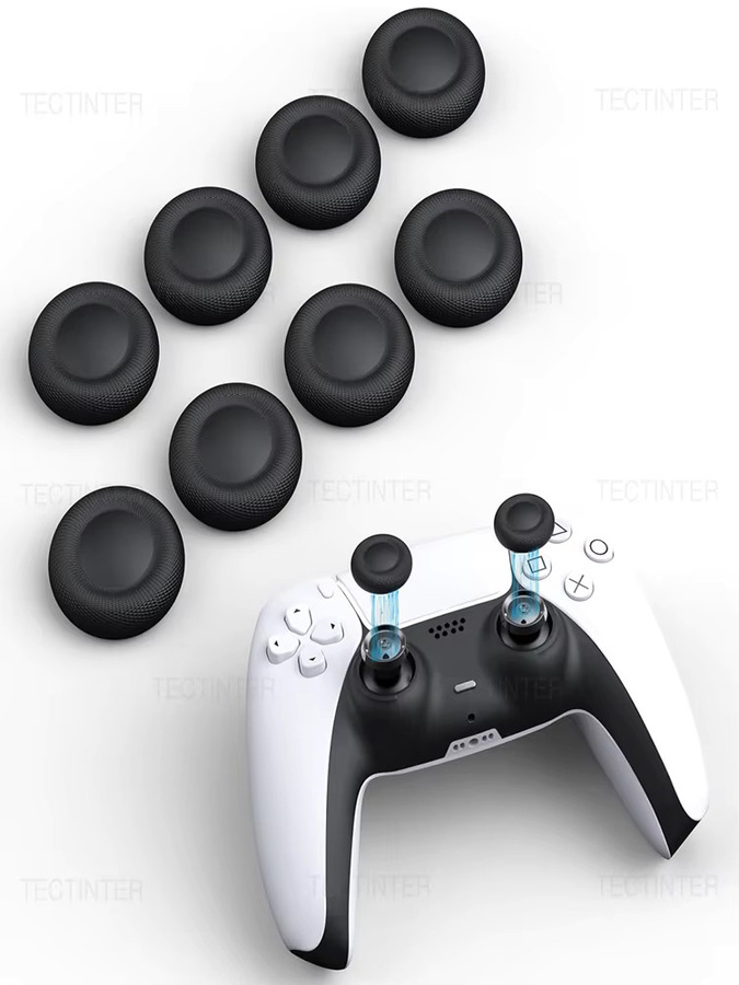 TECTINTER Ersatz-Joystick-Kappen für Playstation PS4 und PS5 Controller in Schwarz - Bild 7