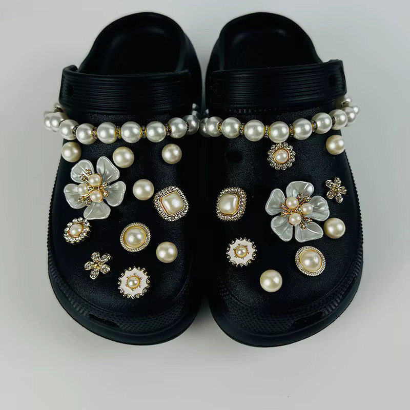 FHLDING Schuh Charm, Wasser Diamant, Perle, Blume, Kette, Schnalle, 22 Stück - Bild 2