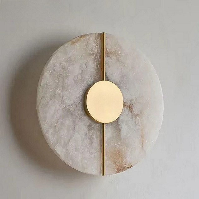 YQCHEZI Moderne Wandleuchte aus Alabaster-Marmor und Kupfer in Weiß und Kupfer für Schlafzimmer, Wohnzimmer und Flur - Bild 1