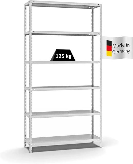 PROREGAL Fachbodenregal Light-Duty mit 6 Ebenen, Lichtgrau, H x B x T: 250 x 130 x 40 cm - Bild 1