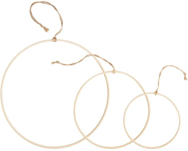 VBS Holzringe aus Bambus mit Sisal-Aufhängeband in Beige, 3 Stück, Durchmesser: 15 cm, 20 cm, 30 cm - Bild 1
