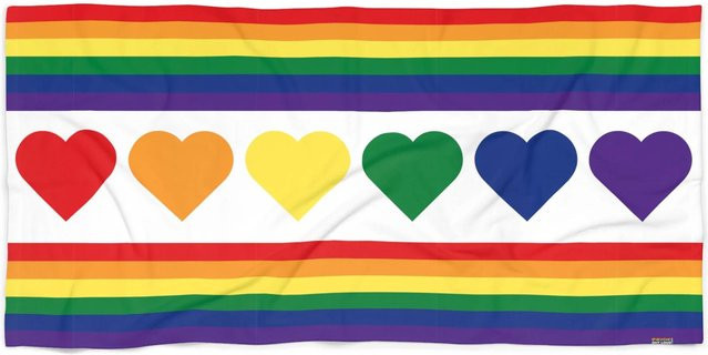 Pride Strandtuch mit Herzen und Regenbogen in Multicolor, weiches Sommerhandtuch für Strand und Pool, Breite: 30 cm, Höhe: 60 cm - Bild 1
