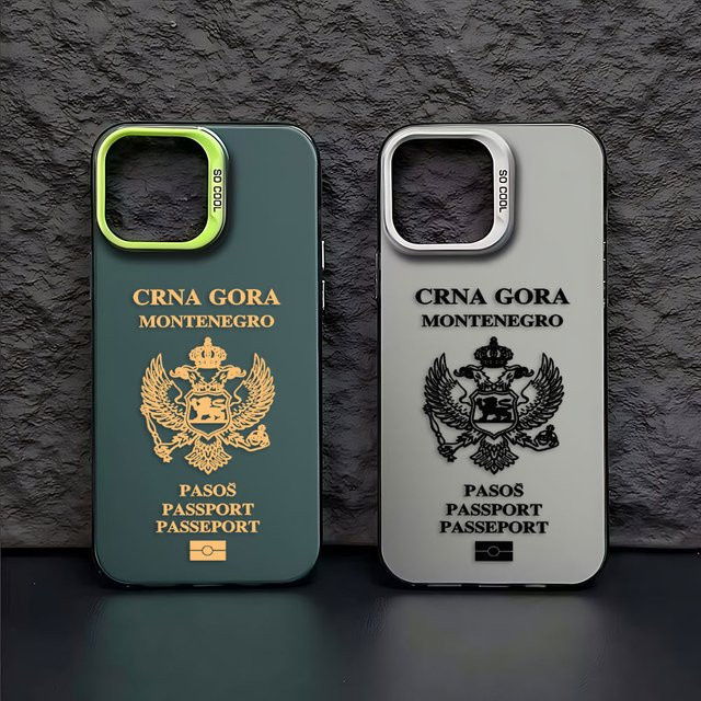 Potdemiel Handyhülle Montenegro Passport Design für iPhone 11 bis 16 Pro Max, Matte Rückseite, Multicolour - Bild 1