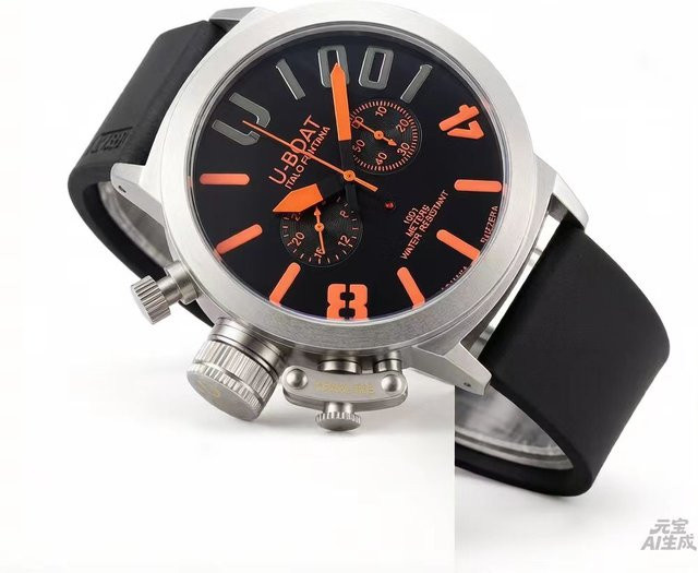 U-BOAT Chronograph, Messing, Schwarz, Kautschuk, Herren - Bild 1