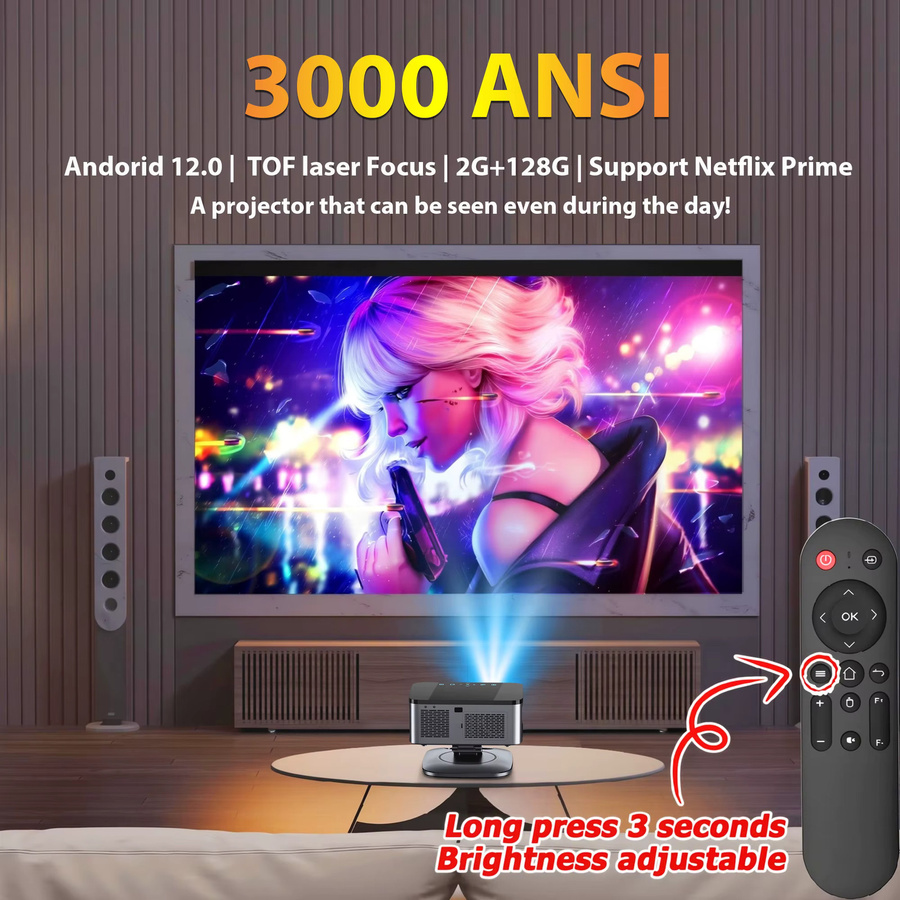 XIWBSY 4K UHD Laser Tageslicht-Projektor mit Android 12.0 und TOF-Fokus für dein Heimkino - Bild 3