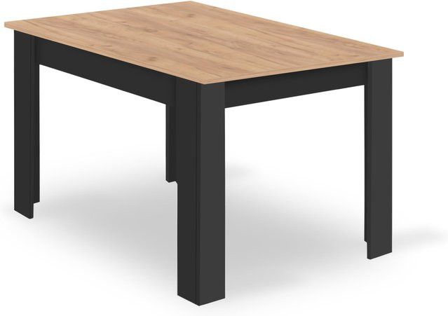Moderner rechteckiger Tisch OSKAR in Craft und Schwarz, B/T/H: 120 x 80 x 75 cm - Bild 1