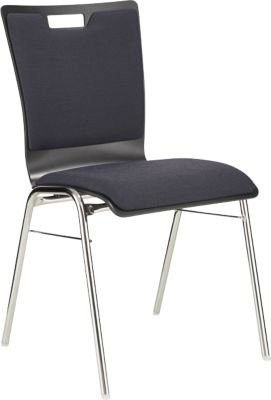 Schäfer Shop Select Stapelstuhl Anthrazit, stapelbar bis 10 Stück, mit Sitz- und Rückenpolster aus Holz und Stahl, B: 43 cm, T: 41 cm, H: 45 cm - Bild 1